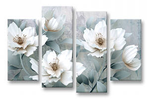 Модульная картина из четырех частей Белые Цветы Malevich Store 129x90 см (MK412841)