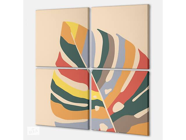 Модульна картина із чотирьох частин Color Leaf Malevich Store 103x103 см (MK423206)