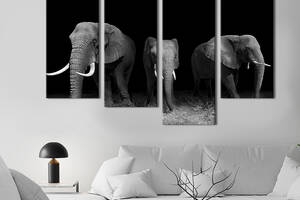 Модульная картина из четырех частей KIL Art Африканские гиганты слоны 129x90 см (148-42)