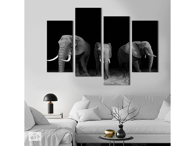 Модульная картина из четырех частей KIL Art Африканские гиганты слоны 149x106 см (148-42)