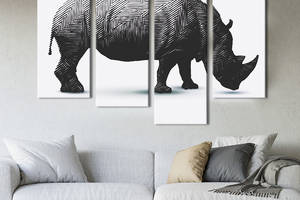Модульная картина из четырех частей KIL Art Африканский носорог абстракция 89x56 см (165-42)