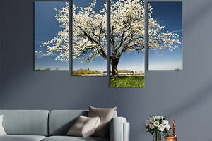 Модульная картина из четырех частей KIL Art Большое цветущее дерево 129x90 см (546-42)