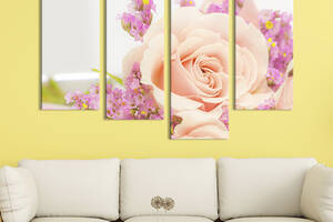 Модульная картина из четырех частей KIL Art Букет с розой 129x90 см (213-42)