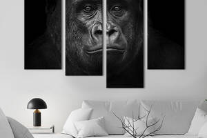Модульная картина из четырех частей KIL Art Чёрная горилла 129x90 см (192-42)