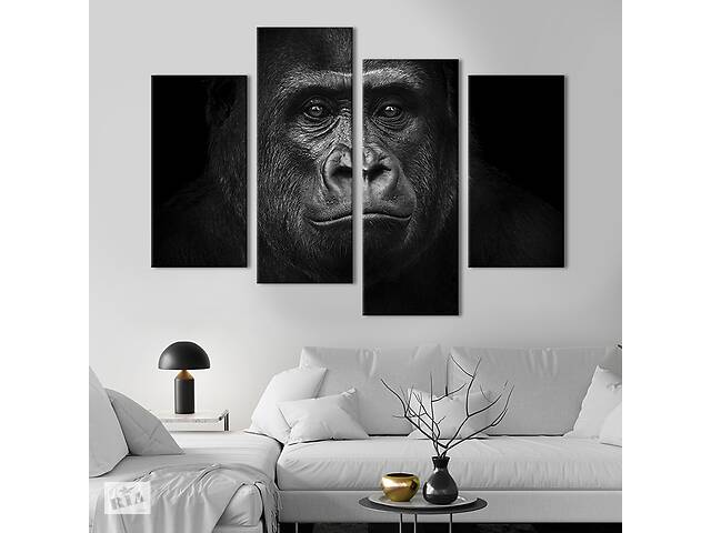 Модульная картина из четырех частей KIL Art Чёрная горилла 89x56 см (192-42)