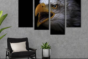 Модульная картина из четырех частей KIL Art Голова орла 129x90 см (176-42)