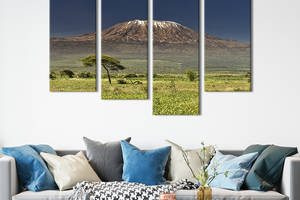 Модульная картина из четырех частей KIL Art Гора Килиманджаро - корона Танзании 149x106 см (544-42)