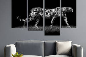 Модульная картина из четырех частей KIL Art Грациозный леопард 129x90 см (147-42)