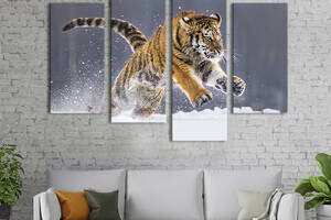 Модульная картина из четырех частей KIL Art Грациозный тигр 129x90 см (170-42)