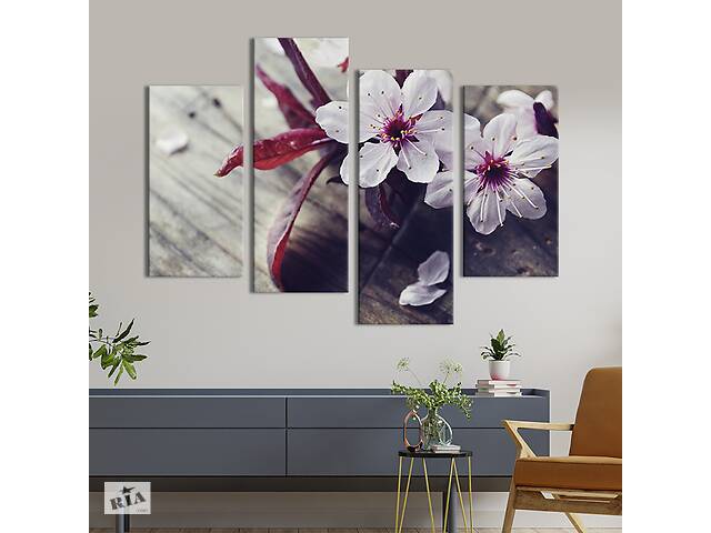 Модульная картина из четырех частей KIL Art Хрупкие цветы сакуры 149x106 см (232-42)
