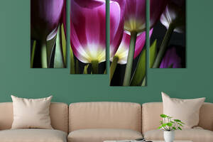 Модульная картина из четырех частей KIL Art Красивые тюльпаны 129x90 см (221-42)