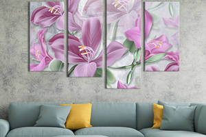 Модульная картина из четырех частей KIL Art Красивые лилии 129x90 см (266-42)
