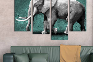 Модульная картина из четырех частей KIL Art Крупный слон 89x56 см (196-42)