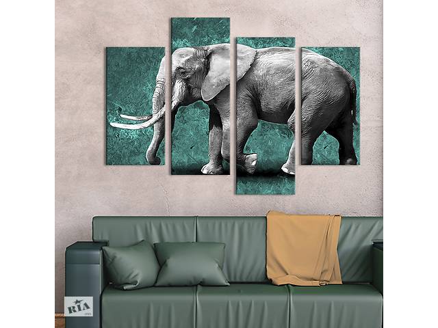 Модульная картина из четырех частей KIL Art Крупный слон 149x106 см (196-42)