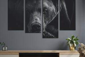 Модульная картина из четырех частей KIL Art Медведь с грустным взглядом 129x90 см (166-42)