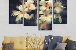 Модульная картина из четырех частей KIL Art Молочно-белые цветы 89x56 см (242-42)
