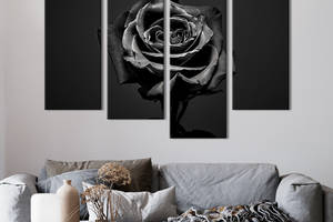 Модульная картина из четырех частей KIL Art Мрачная чёрная роза 129x90 см (252-42)