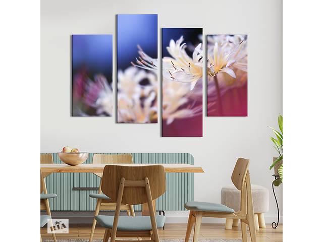 Модульная картина из четырех частей KIL Art Нежные пушистые цветы 129x90 см (223-42)