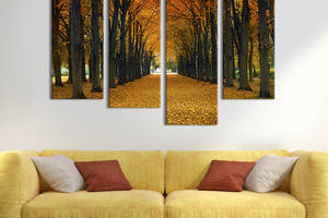 Модульная картина из четырех частей KIL Art Осень в парке 129x90 см (551-42)