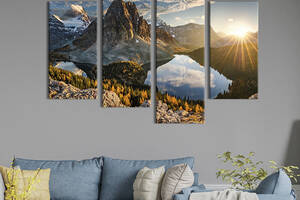 Модульная картина из четырех частей KIL Art Озеро у подножья 89x56 см (604-42)