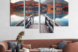 Модульная картина из четырех частей KIL Art Панорама озера Зильс 129x90 см (630-42)