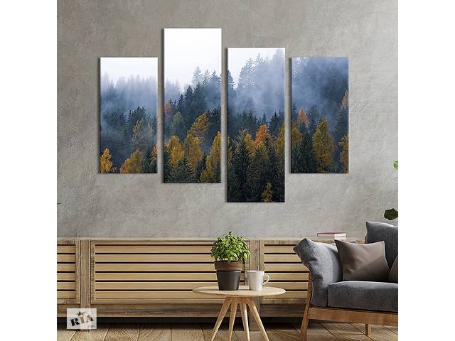 Модульная картина из четырех частей KIL Art Панорамный вид на лес 129x90 см (638-42)