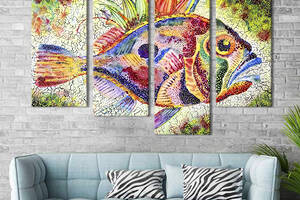 Модульная картина из четырех частей KIL Art Разноцветная рыба 129x90 см (138-42)