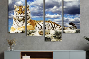 Модульная картина из четырех частей KIL Art Роскошный тигр 129x90 см (131-42)