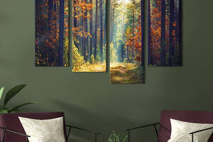 Модульная картина из четырех частей KIL Art Сказочно красивый лес 89x56 см (615-42)