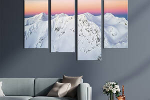 Модульная картина из четырех частей KIL Art Снежные Карпаты 89x56 см (635-42)