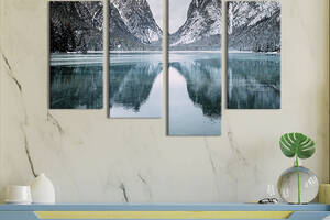 Модульная картина из четырех частей KIL Art Снежные горы и озеро 129x90 см (641-42)