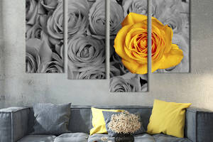 Модульная картина из четырех частей KIL Art Солнечная роза 129x90 см (233-42)