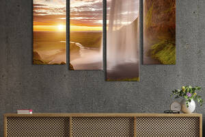 Модульная картина из четырех частей KIL Art Солнце и водопад 129x90 см (575-42)