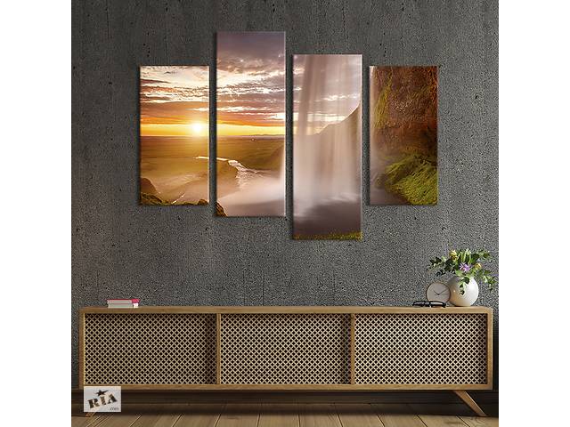 Модульная картина из четырех частей KIL Art Солнце и водопад 149x106 см (575-42)