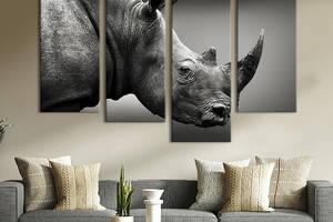 Модульная картина из четырех частей KIL Art Уставший носорог 129x90 см (172-42)