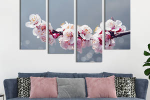Модульная картина из четырех частей KIL Art Ветка цветущей сакуры 129x90 см (239-42)