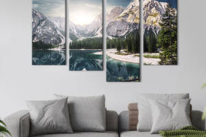 Модульная картина из четырех частей KIL Art Волшебное озеро Брейс 129x90 см (628-42)