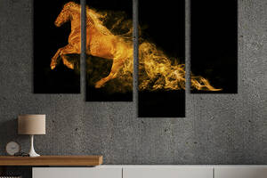 Модульная картина из четырех частей KIL Art Волшебный огненный конь 129x90 см (208-42)