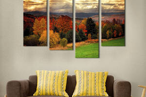 Модульная картина из четырех частей KIL Art Восхитительное небо над лесом 129x90 см (632-42)