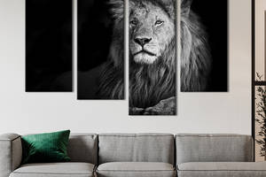 Модульная картина из четырех частей KIL Art Взгляд благородного льва 129x90 см (150-42)
