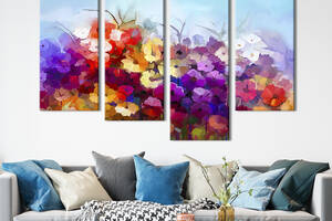 Модульная картина из четырех частей KIL Art Изобилие цветов 149x106 см (249-42)