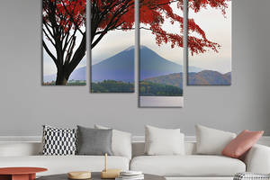 Модульная картина из четырех частей KIL Art Живописный вулкан 149x106 см (558-42)