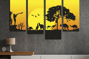 Модульная картина из четырех частей KIL Art Животный мир Австралии 129x90 см (140-42)