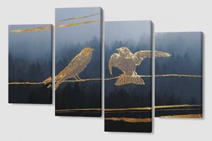 Модульная картина из четырех частей Malevich Store 129x90 см Gold Birds (MK412811)