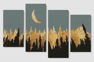 Модульная картина из четырех частей Malevich Store 130x90 см Gold Moon (MK412835)