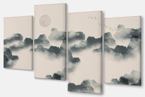 Модульная картина из четырех частей Malevich Store Горы в тумане 129x90 см (MK412807)