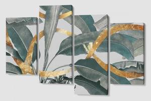 Модульная картина из четырех частей Malevich Store Листья бамбука 129x90 см (MK412833)