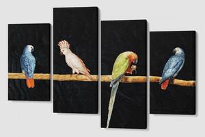 Модульная картина из четырех частей Malevich Store Попугаи 129x90 см (MK412827)