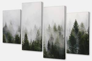 Модульная картина из четырех частей Malevich Store Туманный Лес 129x90 см (MK412804)