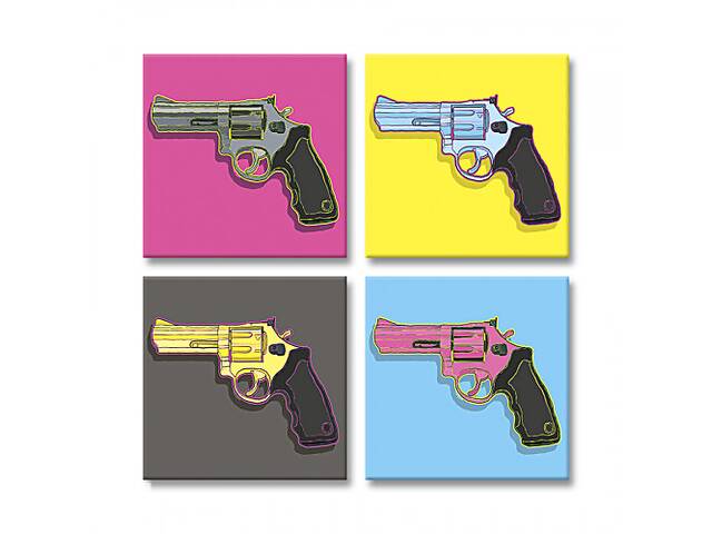 Модульна картина із чотирьох частин Поп Арт Пістолет Malevich Store 73x73 см (MK423212)